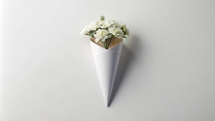 White Floral Cone on Gray Background