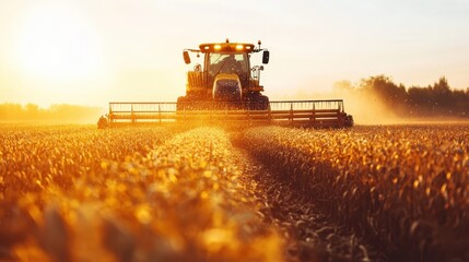 Obraz premium Agricultural machinery harvesting crops with precision and speed.
