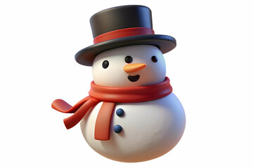 Flat Floating Snowman with Colorful Scarf and Hat Isolated on White Background - Fun Festive Winter Illustration for Holiday Promotions and Seasonal Designs