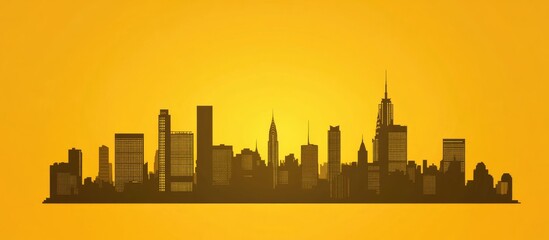 Obraz premium Golden silhouette of a city skyline Simple flat illustration suitable for tourism presentations banners placards or websites featuring notable landmarks