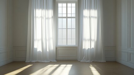 Fototapeta premium Sunlit Room with White Curtains