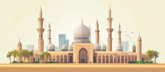 Obraz premium Islamic Mosque Architectural Illustration