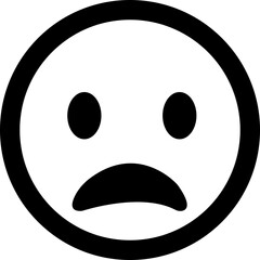 Depressed emoticon. Black Sad emoji face flat style icon. Pensive facial expression vector design