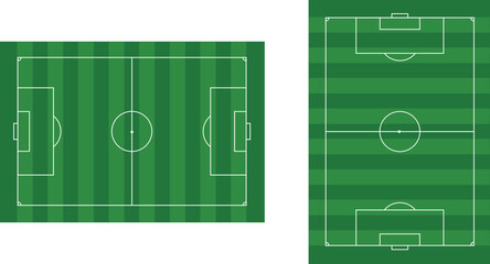 Set of Soccer field. Sport Football pitch. Football empty Stadium with green grass. Football ground. Green texture with stripes and white lines. Corner, penalty and center. Football match. Playground  © Haji