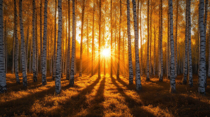 Fototapeta premium Autumn outdoor nature scenery in illustration style