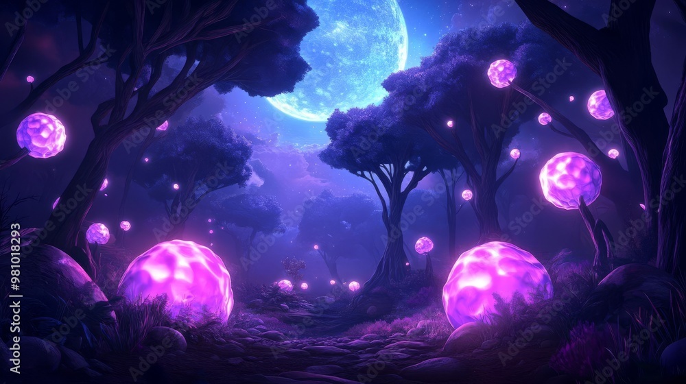 Aufkleber enchanted forest of dreams whimsical trees with glowing elements and magical atmosphere for fantasy 