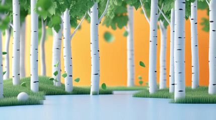 Obraz premium Autumn outdoor nature scenery in illustration style