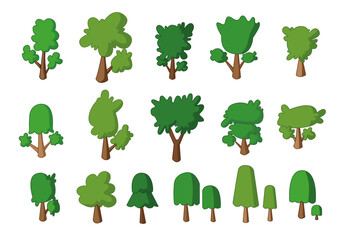 green tree fresh set collection isolated on white background illustration vector
