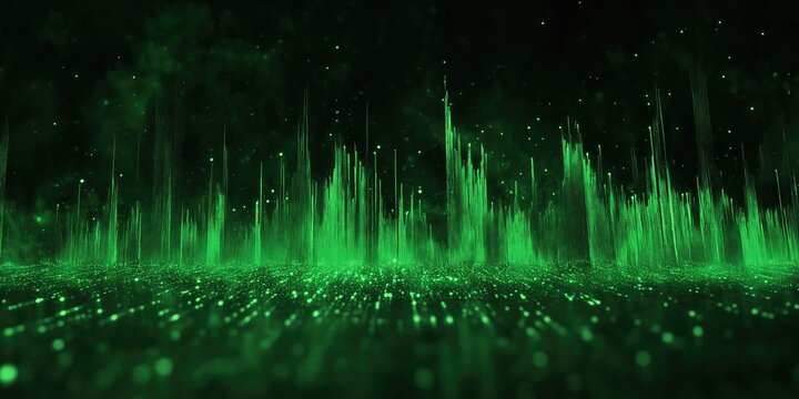 Digital Audio Wave Frequency Visualization. Abstract Green Futuristic Sound Waves for Music and Tech Designs.