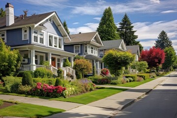 Real estate suburb street home.