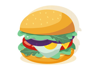   cute burger with tender meat and fresh veggies