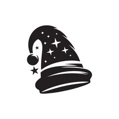 Christmas cap art silhouette with white background