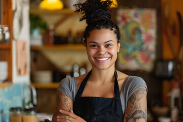 Portrait of a smiling black woman small business owner