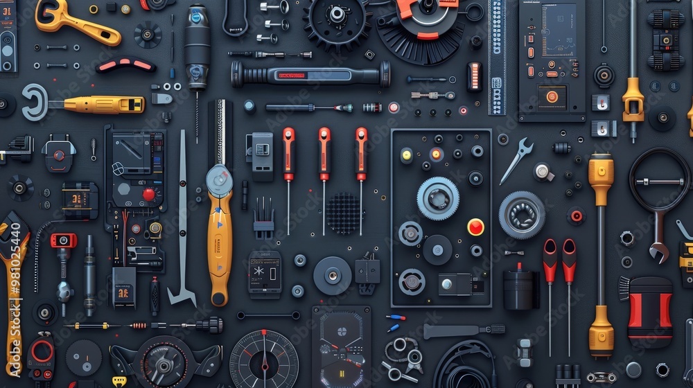 Poster visualize a design for an advanced tech repair toolkit