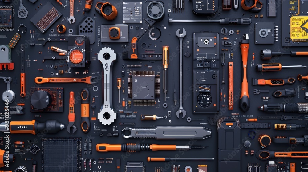 Aufkleber visualize a design for an advanced tech repair toolkit