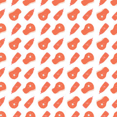 seamless steak pattern. meat background. Doodle illustration with meat products icons