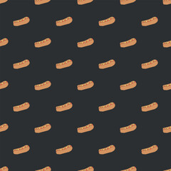 Seamless hot dog pattern. fast food background. Drawn food pattern