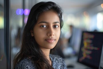 Obraz premium Portrait of a young female software developer
