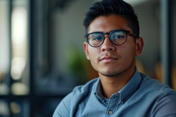 Obraz premium Portrait of a young Hispanic male accountant in office