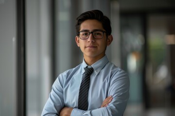 Obraz premium Portrait of a young Hispanic male accountant in office