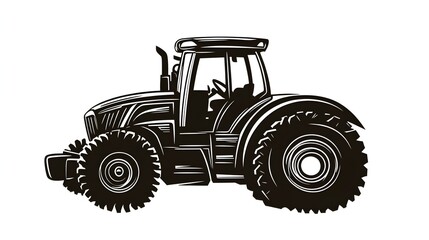 Obraz premium Large Powerful Agricultural Tractor in Cultivated Farm Field Landscape