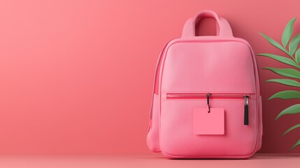 Stylish pink backpack against a pastel background, perfect for fashion, travel, or everyday use. Ideal for presentations or promotions.