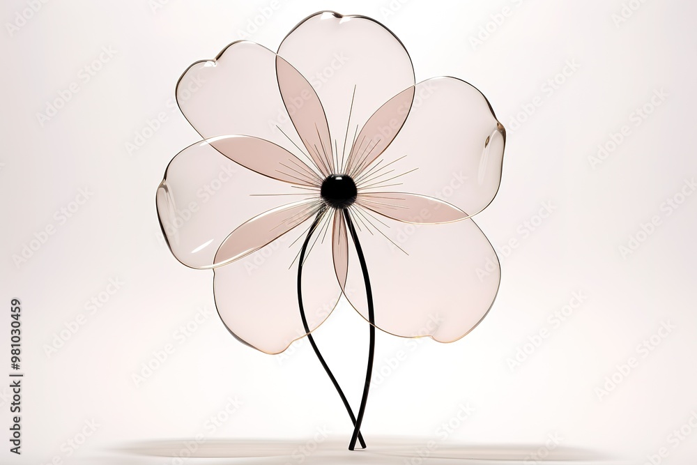 Poster abstract flower in continuous line art drawing style. one line art. carnation flower black linear de