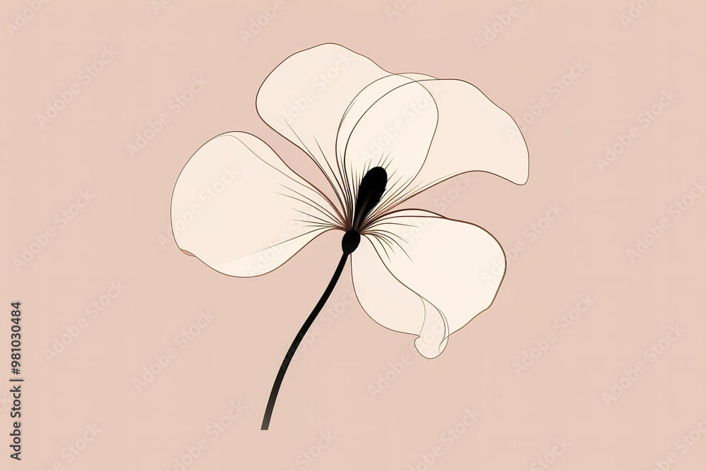 Poster abstract flower in continuous line art drawing style. one line art. carnation flower black linear de
