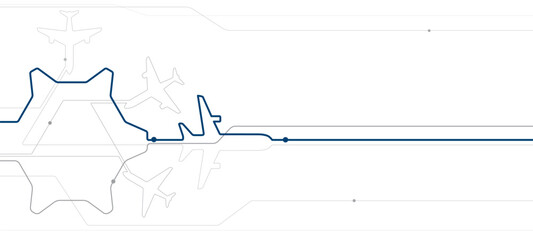 Airport infrastructure. Abstract airplane white lines, aviation background. Vector design lines