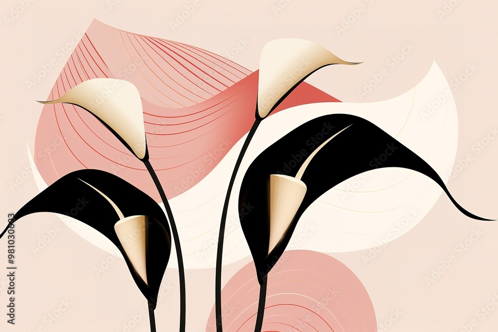 Poster abstract flower in continuous line art drawing style. one line art. carnation flower black linear de