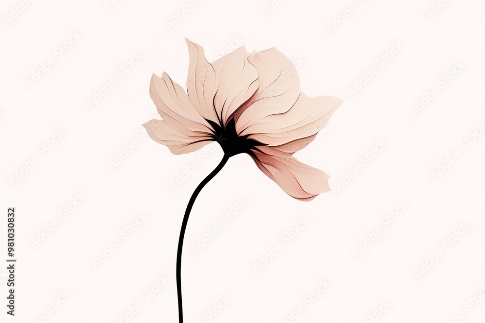 Poster abstract flower in continuous line art drawing style. one line art. carnation flower black linear de