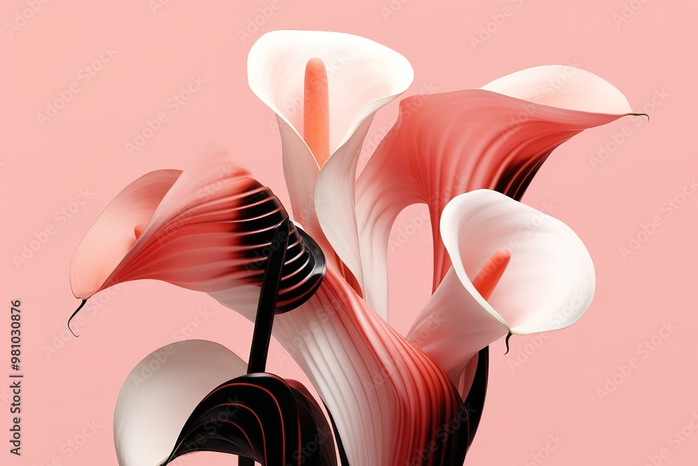 Poster abstract flower in continuous line art drawing style. one line art. carnation flower black linear de