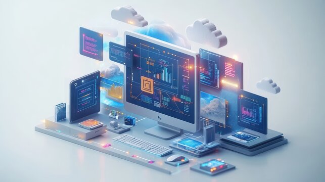 it consultant presenting tag cloud about information technology 3d illustration