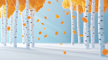 Autumn outdoor nature scenery in illustration style