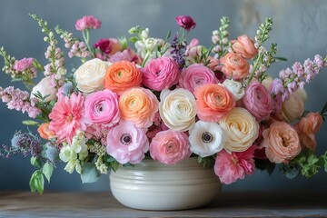 vintageinspired floral arrangement bursting with vibrant blooms delicate petals in soft pastel hues create timeless elegance