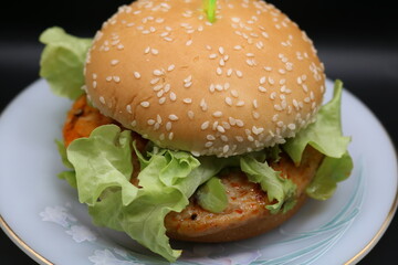 hamburger on a plate