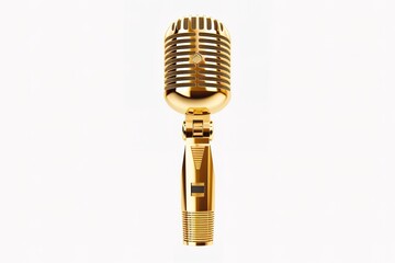 Fototapeta premium 3D Rendering golden vintage studio microphone isolated on white background