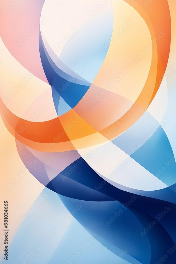 Poster harmonious fusion a captivating flowing geometric artwork with seamless shape blending for modern de