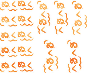 水彩風「ぬくぬく」手書きのオノマトペ文字（擬態語）_横書き・縦書きオレンジ