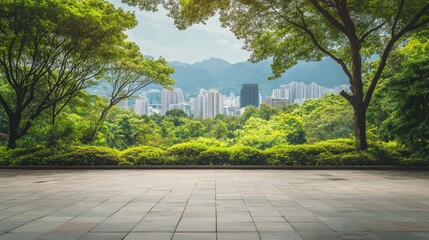 Cityscape View Through Trees