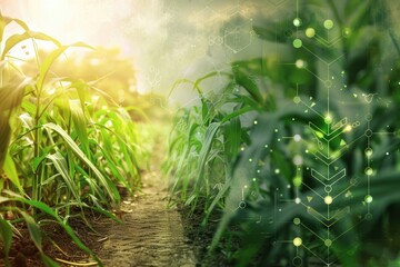 Biotech GMO concept showcasing genetic modifications in plants