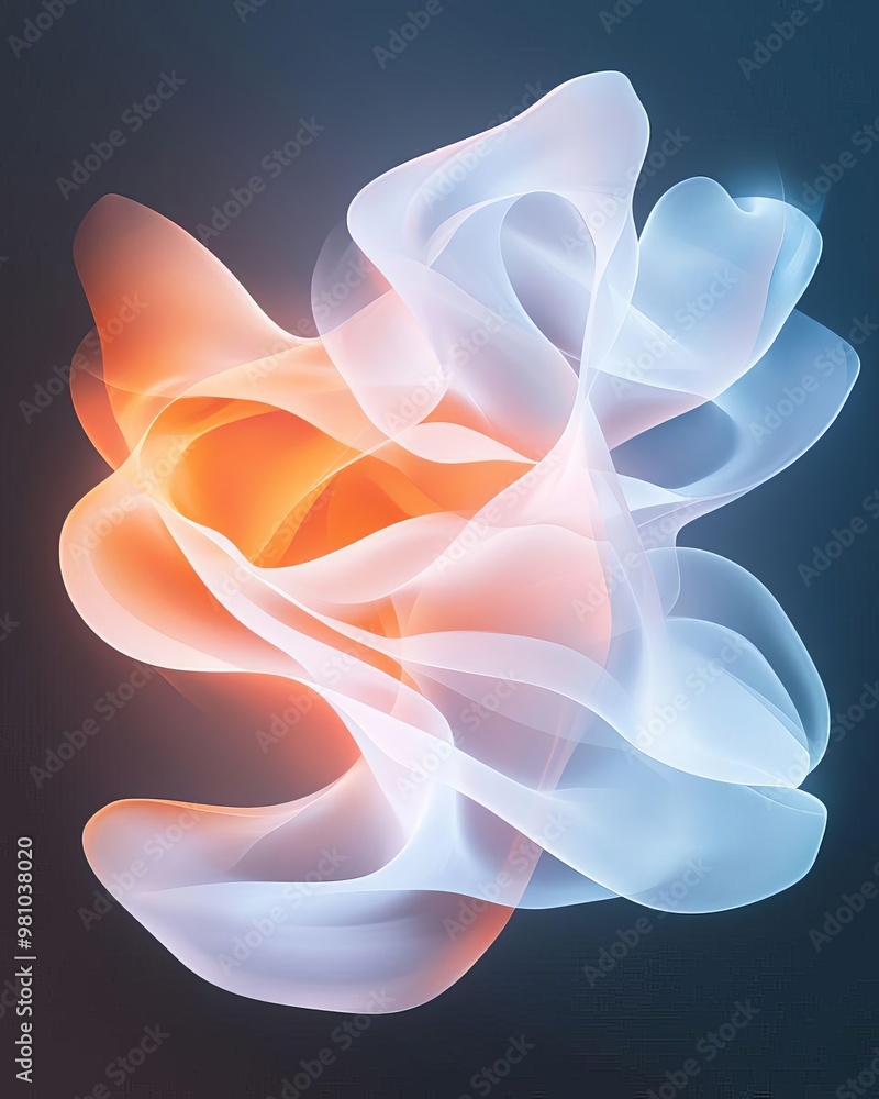 Poster modern abstract artwork featuring flowing lines and subtle gradients in a harmonious blend of colors