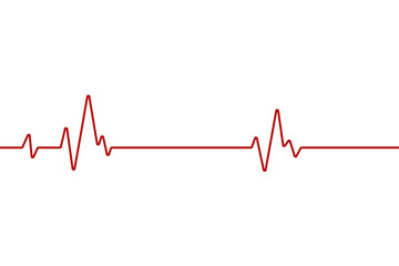 Red heart rhythm chart during training. Heart cardiogram, Patient life saving concept. isolate on white background.