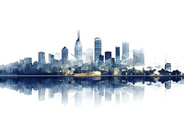 Obraz premium city skyline horizon in splatter painting abstract colourful silhouette isolated in white background