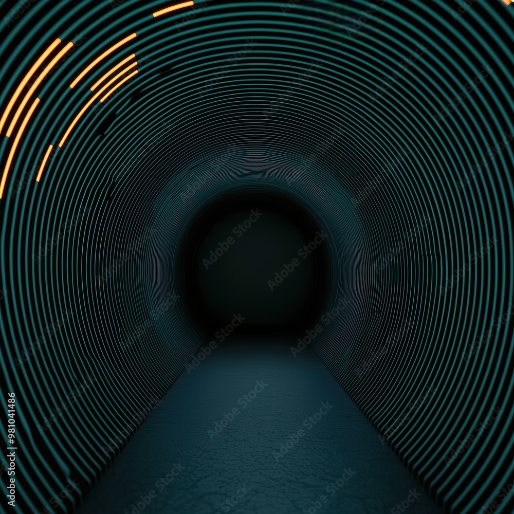 Poster abstract tunnel with neon light patterns
