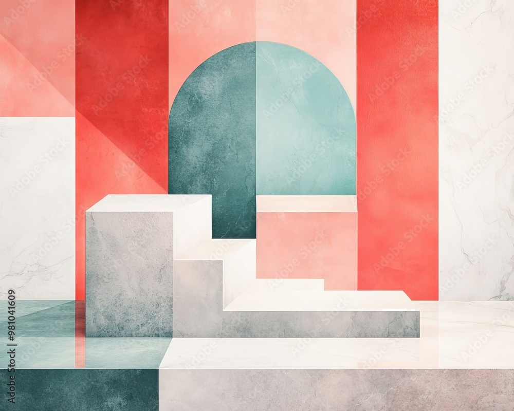 Poster striking minimalism abstract composition featuring bold color blocks and simple lines for modern art