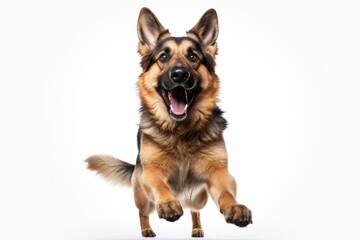 Fototapeta premium Happy smiling dancing german shepherd mammal animal pet.