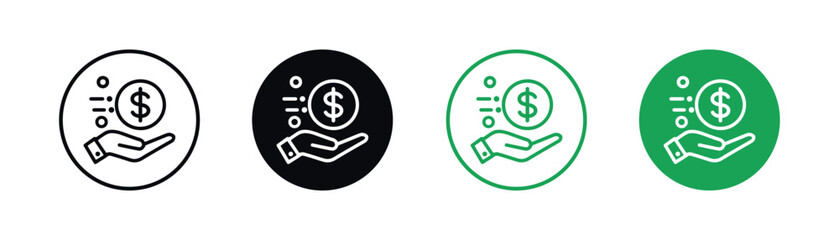  hand holding dollar icon set