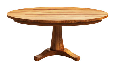 Elegant Round Wooden Table in Classic Style on Transparent Background