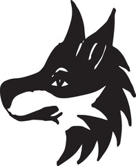 fox head illustration hand drawn silhouette design Free Vector